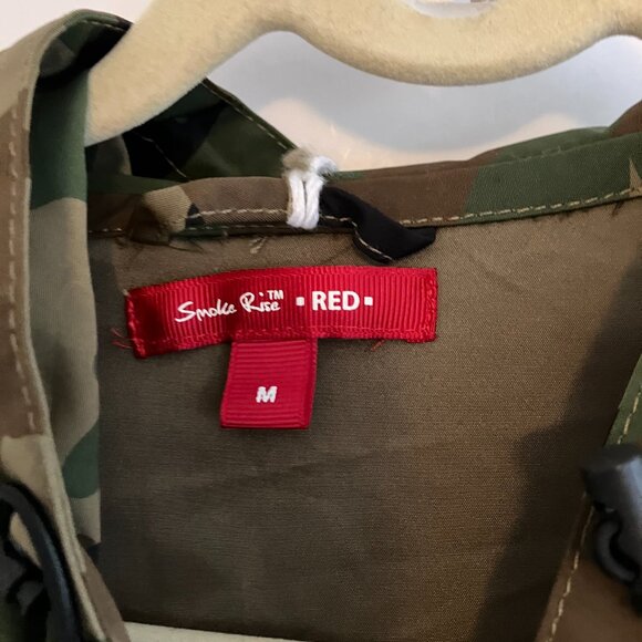 Smoke Rise Red Cropped Long Sleeve Pullover Hoodie Cropped Top Shirt Camo Sz M - Picture 4 of 14